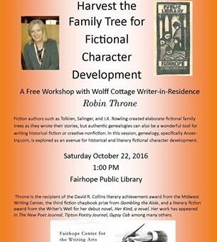 Author Workshop Oct 22: Fictional Character Development at Fairhope Public Library